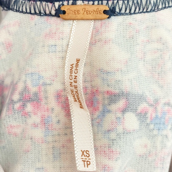 Free People Digital Damsel Open Back Bodycon Mini Dress Pink Blue Floral Size XS - Picture 12 of 16